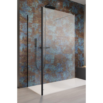 Duschkabine walk-in Radaway Modo New Black II mit Halter, 160x200cm, Glas transparent, profil schwarz