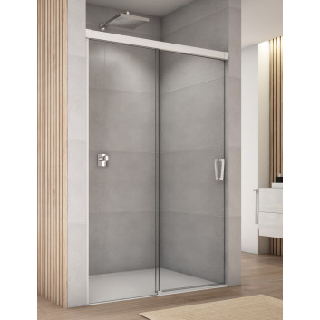 Tür Dusch- Sanswiss Cadura CAS2, 150x200cm, links, Schiebe-, Glas transparent, weißes Profil