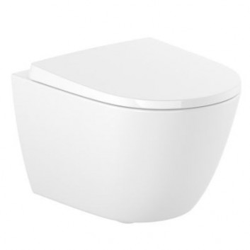 Becken WC abgehängt, Roca Gap Square Rimless Compacto 48×34 cm, MaxiClean, weiß