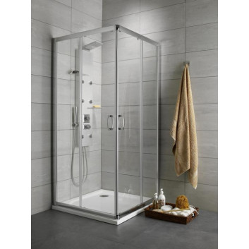 Halbrund Duschkabine Radaway Premium A 1700, 90x90cm, rozsuwana, Glas fabric, profil Chrom