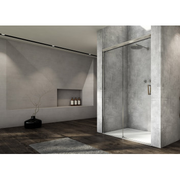 Tür Cadura Cas2 rozsuwane, zweiteilig, transparentes Glas, Profil silbern glänzend