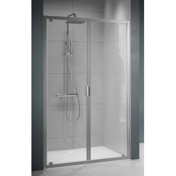 Tür Dusch- für die Nische Novollini Lunes 2.0 B, 90-96cm, Glas transparent, silbernes Profil