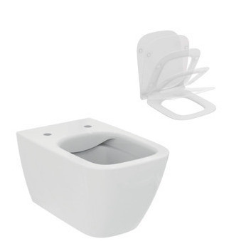 Becken WC Ideal Standard I Life B Rimless, 54x35,5cm hängend bezrantowa weiß + Sitz Ideal Standard Slim, mit Softclosing 