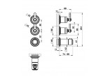 Thermostatisch Armatur Brause- Gessi Origini, mit 3 Anschlüssen, Unterputz, 2 jednoczesne wyjścia wody, Chrom