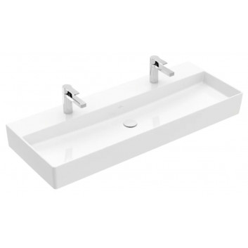 Waschtisch zur Wandmontage Villeroy & Boch Memento 2.0, 120x47cm, Überlauf, 2 otwory na baterie, CeramicPlus, Weiss Alpin