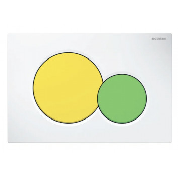 Spültaste Geberit Sigma01, dwudzielny, weiß, Betätigungstasten gelb i grün