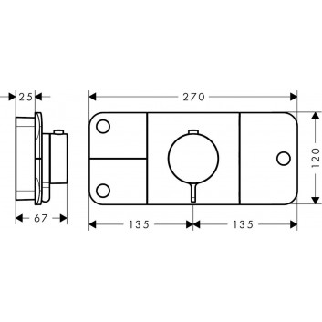 Modul thermostatisch Axor One, Unterputz, 3 Empfänger wody, Außenelement, schwarz matt