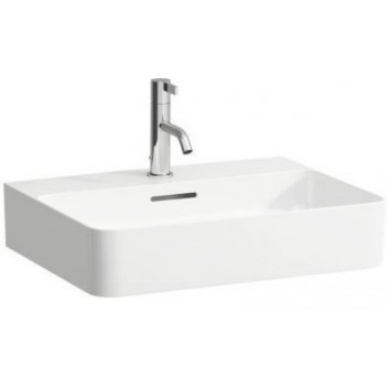 Waschtisch ścienno-Aufsatz 550 x 420 mm SaphirKeramik mit Hahnloch weiß- sanitbuy.pl