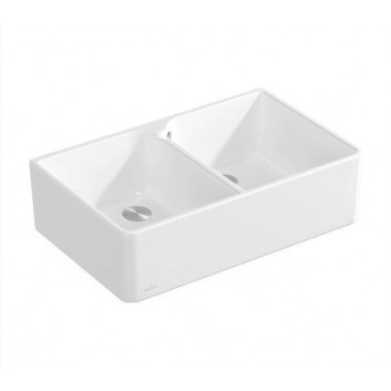 Zlewozmywak Keramik Villeroy & Boch Sink Unit 90 X, 90x55 cm dwukomorowy, CeramicPlus - weiß Weiss Alpin