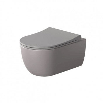 Becken WC hängend Massi Decos Rimless, bezrantowa, 55x36cm, WC-Sitz mit Softclosing, schwarz matt