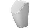 Urinal Duravit ME by Starck Rimless, 35x30cm, bezrantowy, Abfluss poziomy, otwory na pokrywę, wersja z muchą, powłoka HygieneGlaze, Farbe wewnętrzny weiß, Farbe zewnętrzny weiß jedwabny matt