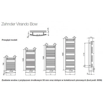 Grzejnik Zehnder Virando Bow 78,6 x 49,3 cm - weiß
