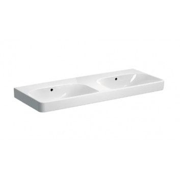 Geberit Smyle Square Waschtisch doppelt, B120cm, H16.5cm, T48cm, z dwoma przelewami, mit zwei Löchern na baterie