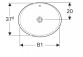 Geberit Variform Einbauwaschtisch, oval, B55cm, H17.8cm, T40cm, z Überlauf, ohne Hahnloch