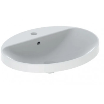 Geberit Variform Einbauwaschtisch, oval, B55cm, H17.8cm, T45cm, ohne Überlauf, mit Hahnloch