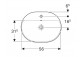 Geberit Variform Einbauwaschtisch, eliptyczna, B60cm, H17.8cm, T40cm, ohne Überlauf, ohne Hahnloch