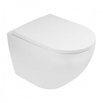 Set Wand-WC wc Oltens Hamnes, 52x35,5cm, PureRim, mit Schicht SmartClean mit WC-Sitz mit Softclosing Slim - weiß