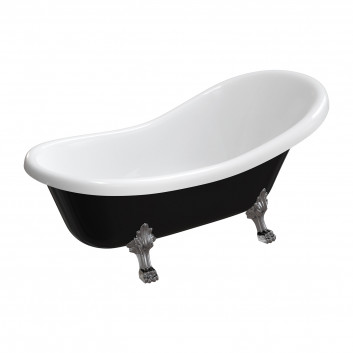 Badewanne freistehend OMNIRES ATENA COMFORT M+, 168x76cm - weiß / schwarz Glanz