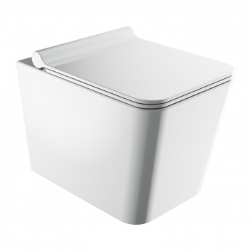  bezkołnierzowa Becken Toiletten- hängend OMNIRES BOSTON mit WC-Sitz mit Softclosing, 53x36cm - weiß Glanz