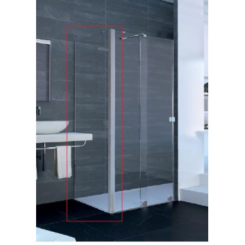 Seitenwand Huppe Xtensa pure 900 do Walk-In Tür suwanych 1-częściowych mit Festsegment, Glas transparent Anti-Plaque, profil Black Edition 