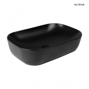 Oltens Hamnes Waschtisch 61x40 cm Aufsatz oval mit Schicht SmartClean - schwarz matt