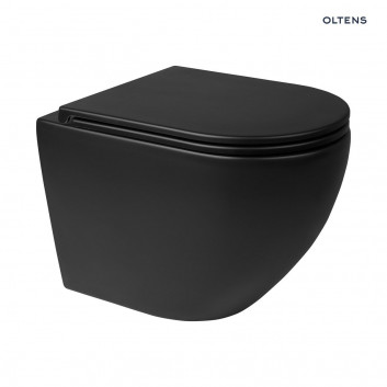 Set Oltens Hamnes Becken WC hängend PureRim mit Schicht SmartClean mit WC-Sitz mit Softclosing Ovan Slim - schwarz matt