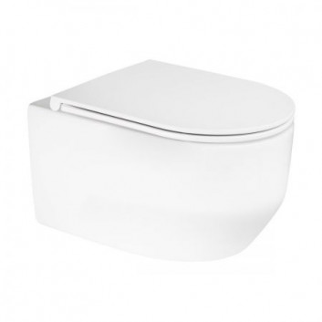 Oltens Holsted Becken WC hängend PureRim mit Sitz mit Softclosing - weiß