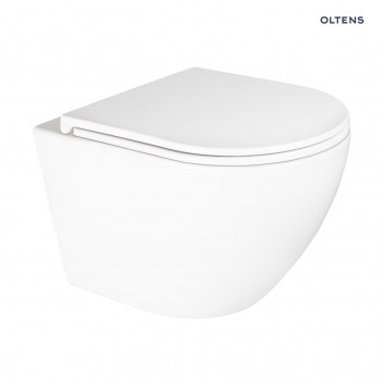 Oltens Hamnes Kort Becken WC hängend PureRim mit Schicht SmartClean - weiß 