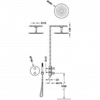 Set baterii termostatycznej Unterputz- 2-drożnej Therm-box prysznicowej, TRES STUDY - Chrom