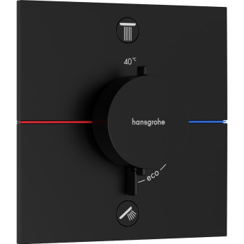 Armatur thermostatisch, Unterputz do 2 odbiorników mit integriertem Schutzsystem zgodnie z EN 1717, Hansgrohe ShowerSelect Comfort E - Schwarz Chrom Szczotkowany