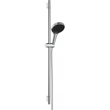 Dusch-set 130 3jet mit Stange S Puro 90 cm PushSlider i tekstylnym wężem Dusch- Designflex 160 cm, Hansgrohe Rainfinity - Chrom