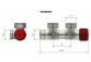 Zawór zespolony Komex Twins z głowicą termostatyczną, kątowy, Version links - Chrom