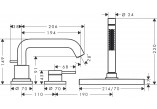 Mit 3 Anschlüssen, Einhebel- Armatur für den Wannenrand z sBox, Außenelement, Hansgrohe Tecturis S - Chrom