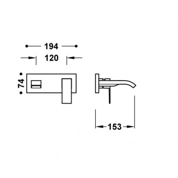 Element zur Wandmontage do podtynkowego korpusu baterii umywalkowe TRES Cuadro, Auslauf 153mm, Chrom 