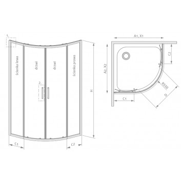 Duschkabine halbrund Radaway Premium Pro PDD 100x100cm, Chrom/ Glas transparent