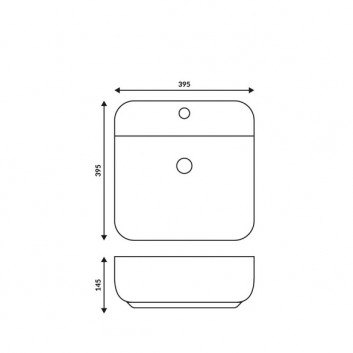 Aufsatzwaschtisch quadratisch Corsan 1395x395x145mm mit Hahnloch, weiß