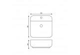 Aufsatzwaschtisch kwadratowa Corsan 1395x395x145mm mit Hahnloch, korek Klik-Klak chrom, biała