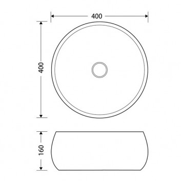 Aufsatzwaschtisch okrągłaCorsan 400x400x160mm mit Stöpsel klik-klak schwarz, weiß