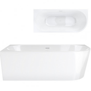 Badewanne freistehend Eck- Corsan Intero , 160x74cm, lewostronna, korek klik-klak weiß, weiß