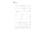 Badewanne freistehend Eck- Corsan Intero , 160x74cm, prawostronna, korek klik-klak schwarz, weiß