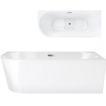 Badewanne freistehend Eck- Corsan Intero , 170x73cm, prawostronna, korek klik-klak weiß, weiß