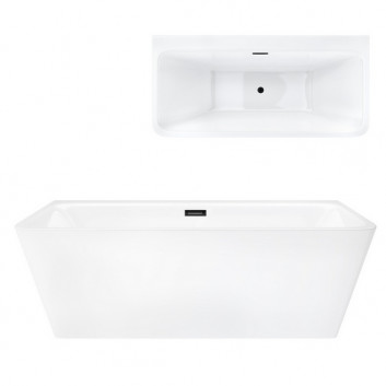 Badewanne freistehend Eck- z szeroką krawędzią Corsan Intero , 170x80cm, prawostronna, korek klik-klak weiß, weiß