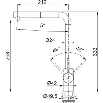 Küchenarmatur Franke Sirius L Side pull-out , Höhe 333mm, obrotowa i herausziehbarer Auslauf, Chrom