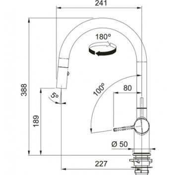 Armatur mit Drehauslauf Franke Active J pull-out spray , Höhe 388mm, Auslauf wyciągana, Chrom