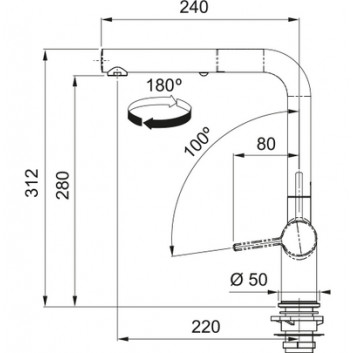 Armattur mit Drehauslauf Franke Active J pull-out spray , Höhe 312mm, Auslauf wyciągana, weiß matt