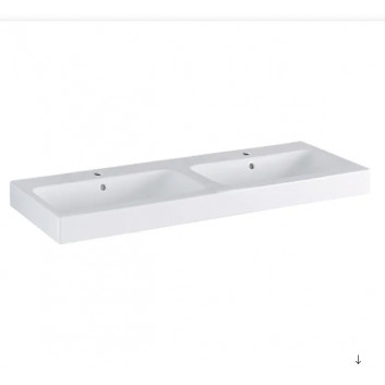 Waschtisch rechteckig 120x48,5cm mit zwei Löchern Geberit iCon, weiß