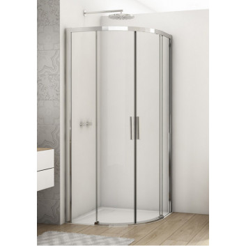 Duschkabine halbrund SanSwiss Divera, 90x90x200cm, transparentes Glas, Chrom