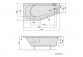 Asymmetrische badewanne 170x80x46cm Polysan Tigra, links, weiß