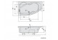 Asymmetrische badewanne 160x80x44cm Polysan PROJEKTA L, links, weiß