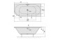 Asymmetrische badewanne 175x80x47cm Polysan VIVAL, links, weiß